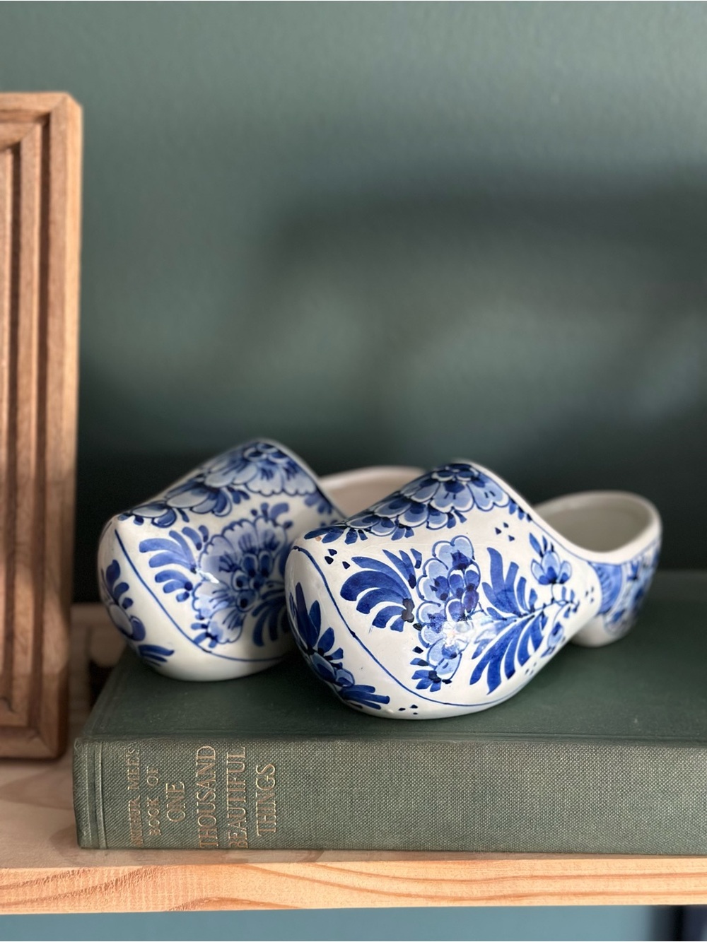 Hand-Painted Delft-Style Blue & White Ceramic Clogs
